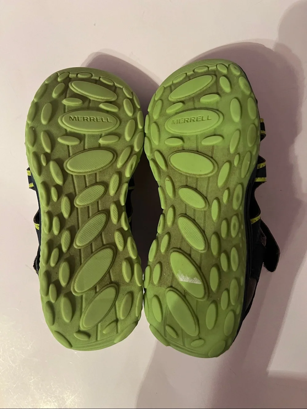 Merrell Hydro H20 Hiker Close Toe Sandals Navy Blue with Lime Accents Size 1